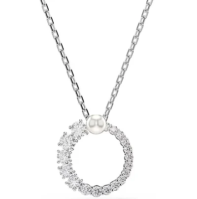Swarovski - Matrix pendant, Crystal pearl, Round cut, White, Rhodium plated - 5688751