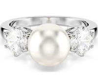 Swarovski - Matrix ring, Crystal pearl, Round cut, White, Rhodium plated Size 58 - 5689628