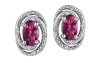 925 Sterling Silver Pink Topaz & Diamond Halo Stud Earrings