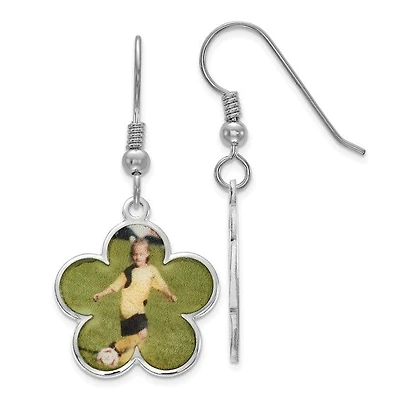 Sterling Silver/Rhodium-plated Flower Shaped Picture Jewelry Earrings - MADE TO ORDER