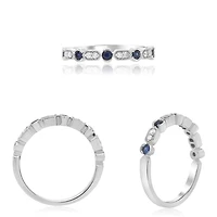 14K White Gold Sapphire & Diamond Ring - / 4.5