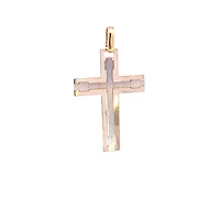10K 2 Tone Yellow and White Gold Cross -  40mm x 23mm