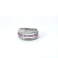 14K White Gold Pink Sapphire & Diamond Ring