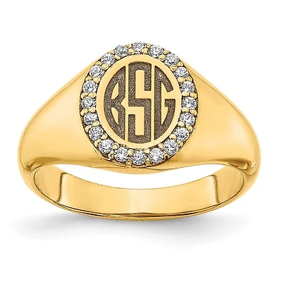 14K Yellow Gold 0.16cttw Diamond Men's Monogram Ring - Personalized
