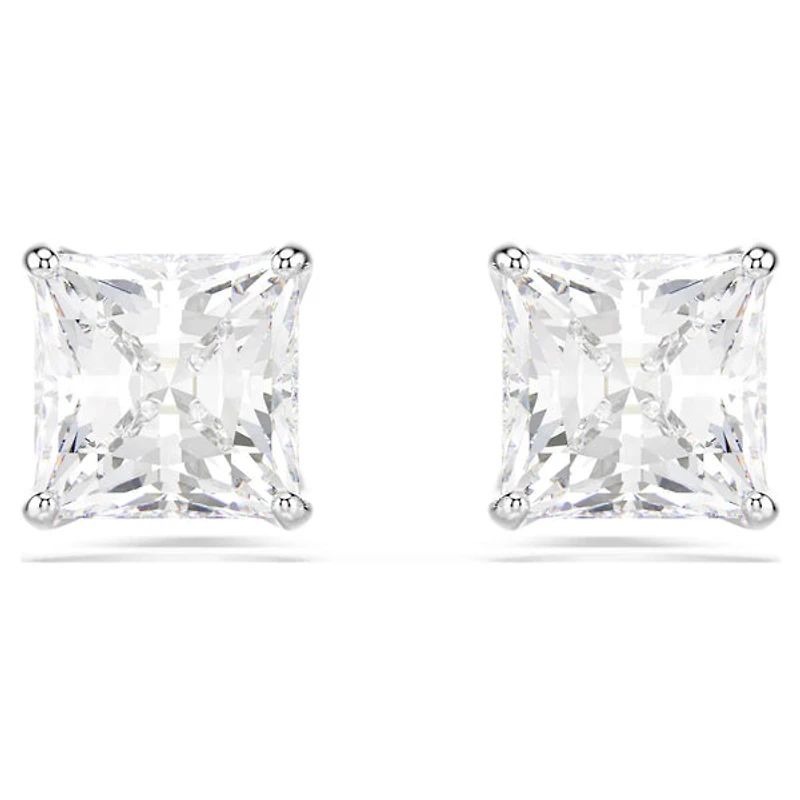 Swarovski Attract/Stilla stud earrings, Square cut, White, Rhodium plated - 5430365/5537868 (SS)