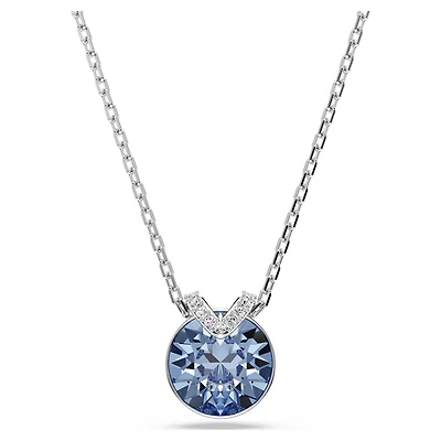 Swarovski Bella V pendant, Round cut, Blue, Rhodium plated 5734232