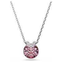 Swarovski - Bella V pendant, Round cut, Pink, Rhodium plated 5734230