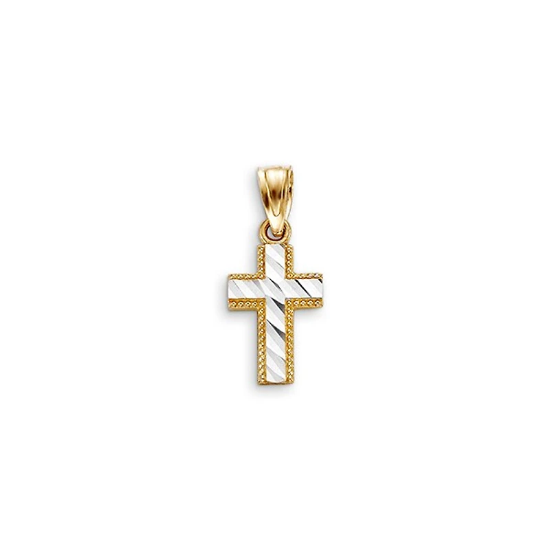 10K 2 Tone Gold Cross Charm