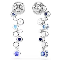 Swarovski Constella drop earrings Mixed cuts, Blue, Rhodium plated 5732775