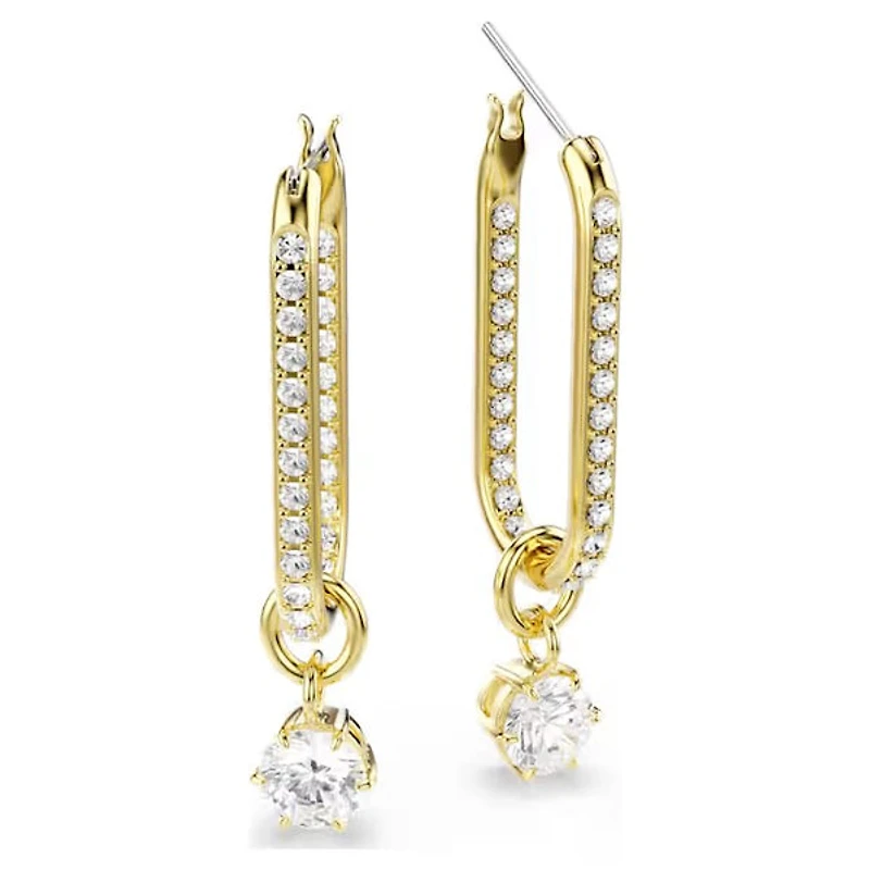 Swarovski Constella drop earrings Round cut, White, Gold-tone plated  5728587