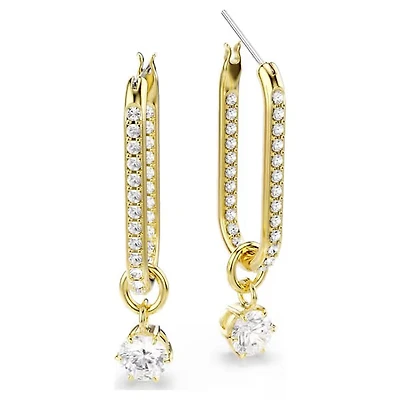 Swarovski Constella drop earrings Round cut, White, Gold-tone plated  5728587