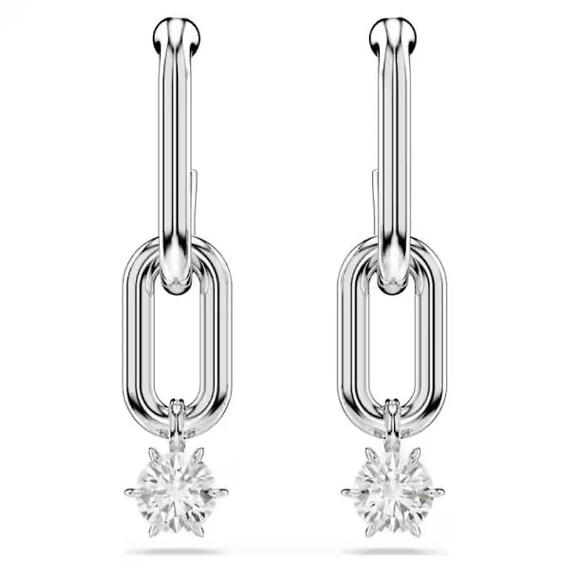 Swarovski Constella drop earrings Round cut, White, Rhodium plated 5728584