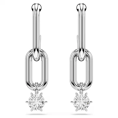 Swarovski Constella drop earrings Round cut, White, Rhodium plated 5728584