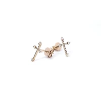 14K Yellow Gold 0.17 cttw Diamond Cross Earrings