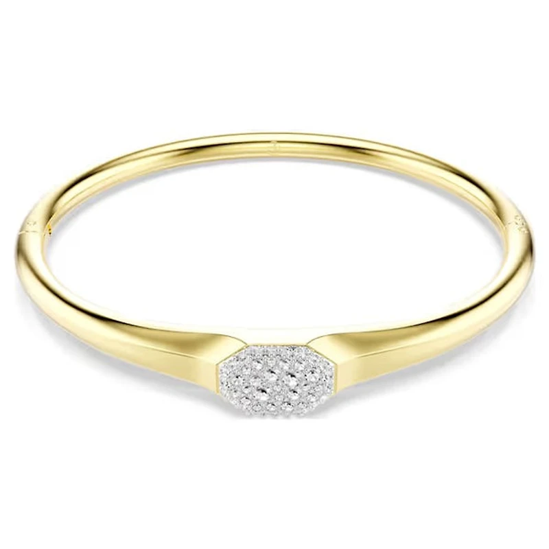 Swarovski Dextera bangle, Round cut, White, Gold-tone plated 5724597