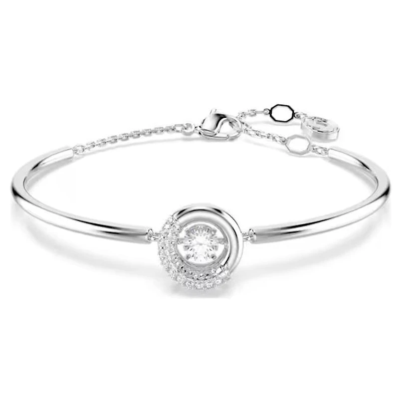 Swarovski Dextera bangle Round cut, White, Rhodium plated 5733399