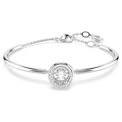 Swarovski Dextera bangle Round cut, White, Rhodium plated 5733399