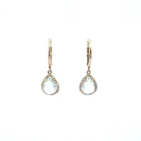 14K Yellow Gold Diamond and Aquamarine Earrings