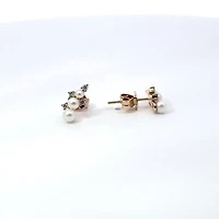 14K Yellow Gold 0.12 cttw Diamond and Pearl Earrings