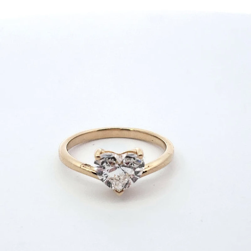 14K Yellow Gold 1.50 cttw Lab Grown Heart Diamond Solitare - / White