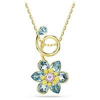 Swarovski - Idyllia pendant, Mixed cuts, Flower, Blue, Gold-tone plated 5709029