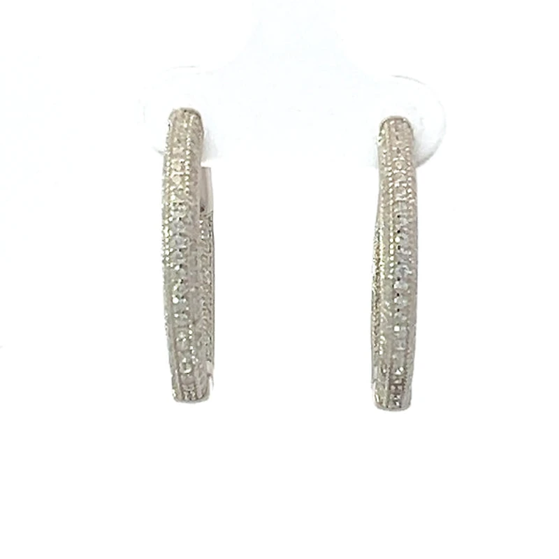 925 Sterling Silver Cubic Zirconia Oval Huggies