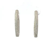 925 Sterling Silver Cubic Zirconia Oval Huggies
