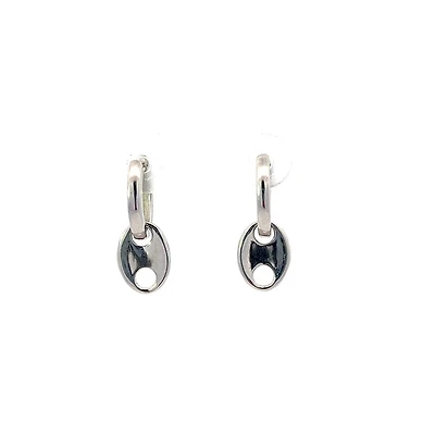 925 Sterling Silver Huggies with Dangling Marina