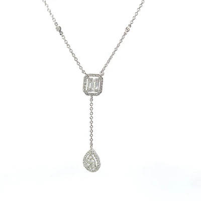 14K White Gold 0.65cttw Diamond Necklace, 18"