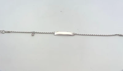 952 Silver ID Baby Bracelet 6" Adjustable with Pink Cubic Zirconia