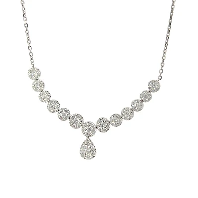 14K White Gold 3.00cttw Diamond Necklace, 18"