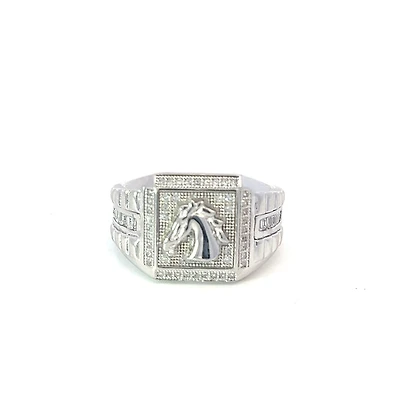 Argent Silver and Cubic Zirconia Horses Head Mens Ring