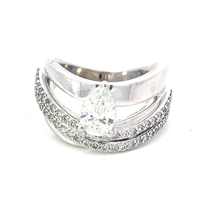 14K White Gold 1.28cttw Lab Grown Pear Cut Diamond Ring