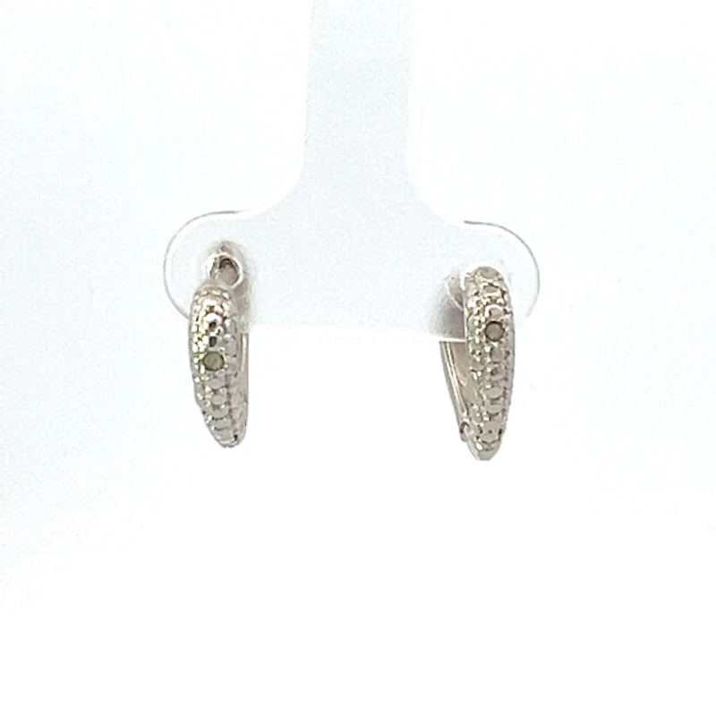 925 Silver Earrings Cubic Zirconia Heart Shaped Huggies