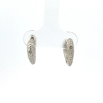 925 Silver Earrings Cubic Zirconia Heart Shaped Huggies