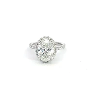 14K White Gold 3.54cttw Lab Grown Oval Cut Diamond Ring - /
