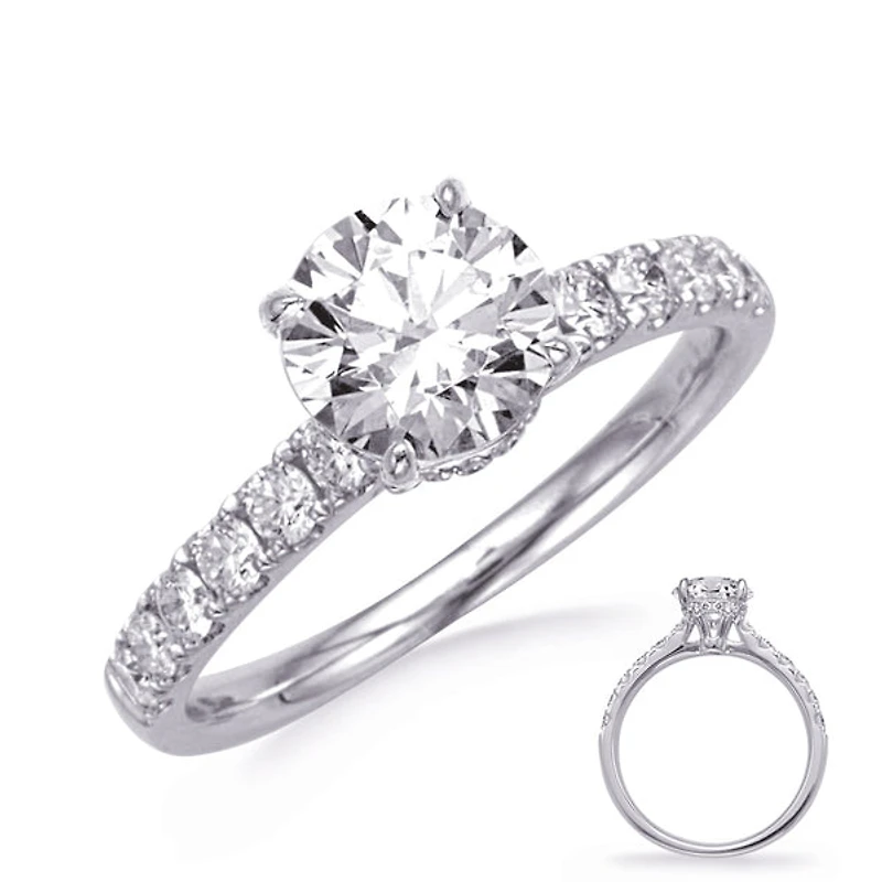 Platinum Round Brilliant Cut Diamond Ring - Mount Only (No centre diamond) / 14K Gold 5