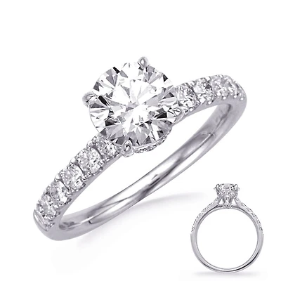 Platinum Round Brilliant Cut Diamond Ring - Mount Only (No centre diamond) / 14K Gold 5