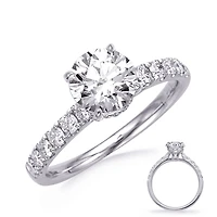Platinum Round Brilliant Cut Diamond Ring - Mount Only (No centre diamond) / 14K Gold 5