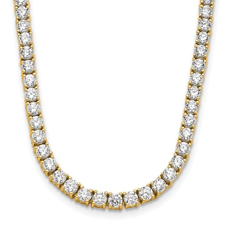14K Yellow Gold 10.00cttw Lab Grown Diamond Tennis Style Necklace - 16”