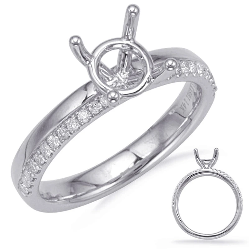 14K 2 Tone Round Brilliant Cut Diamond Ring - Mount Only (No centre diamond) / Gold