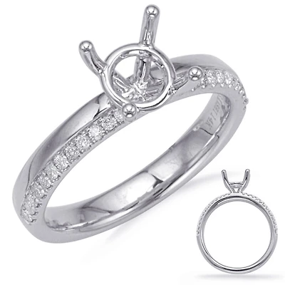 14K 2 Tone Round Brilliant Cut Diamond Ring - Mount Only (No centre diamond) / Gold