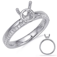 14K 2 Tone Round Brilliant Cut Diamond Ring - Mount Only (No centre diamond) / Gold