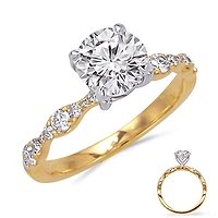 14K 2 Tone Round Brilliant Cut Diamond Ring