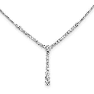 14kw 1.00cttw Lab Grown Diamond Tennis Style Bolo Necklace - Adjustable up to 20”
