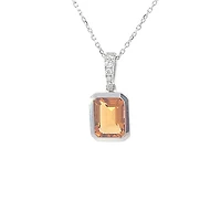 14K White Gold 1.30cttw Citrine and 0.05cttw Diamond Pendant, 18"