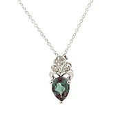 10K Gold 7x5mm Pear Cut Created Alexandrite and 0.018cttw Diamond Necklace