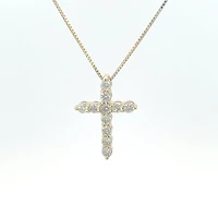 10K Yellow Gold 0.25 cttw Diamond Cross Pendant, 18"