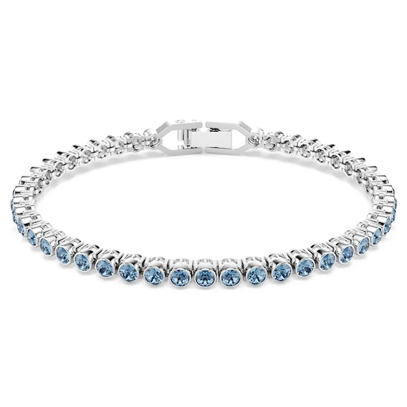 Swarovski Imber Emily Tennis bracelet, Round cut, Blue, Rhodium plated 5734239
