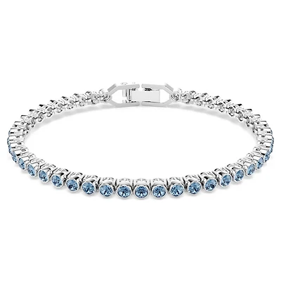 Swarovski Imber Emily Tennis bracelet, Round cut, Blue, Rhodium plated 5734239